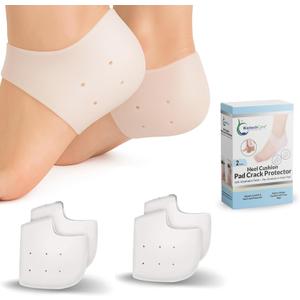 BiotechCare 2- Pairs Gel Heel Protectors for Cracked Heels & Heel Pain Relief Silicone Heel Cups & Cushions for Plantar Fasciitis, Heel Spurs, Blister Prevention, Shoe Insert for Men & Women