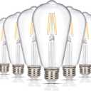 Simba Lighting LED Edison Vintage Filament ST21 (ST64) Light Bulbs (6 Pack) 6W Dimmable 60W Equivalent Clear Glass Decorative Antique Retro, Standard Medium E26 Base, Warm White 2700K