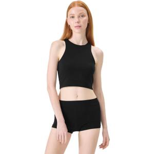 florence by mills Women's Bright Side Crop Racerback Tank Top (Black, L)