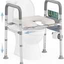 HOMLAND Raised Toilet Seat with Handles, 400 LBS Toilet Seat Risers for Seniors with Adjustable Height & Width, Handicap Elevated Toilet Riser Fit Any Toilet, Gray