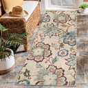 Beeiva Floral Rug Runners for Hallways, 2x5 Ultra Thin Beige Kitchen Runner Rug Washable, Vintage Plant Non-Shedding Bathroom Front Door Rug Non-Slip Hallway Runner Rug for Entryway Bedroom Kitchen