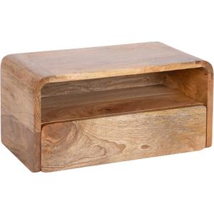 Kate and Laurel Kato Transitional Wood Floating Side Table with Drawer, 18 x 10 x 9, Natural Brown, Modern Wooden Floating Nightstand for Bedroom Bedside Table