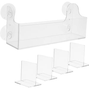Cabilock Suction Cup Fridge Organizer with Adjustable Dividers 5-Compartment Drink Holder Shelf for Refrigerator Door Storage Space-Saving Kitchen Beverage Rack