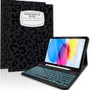 TopPerfekt for Bluetooth Keyboard iPad 10th Gen 10.9 inch (2022) case iPad (A16) 11th/ 10th Gen Case 11'' (2025) with 7-Color Backlights, Pencil Holder, Detachable, Rechargeable-noteLeopard Black