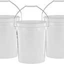 United Solutions 5 Gallon Bucket - 3 Pack, White, Heavy Duty BPA-Free Plastic Bucket, Comfortable Handle, Easy to Clean, Perfect for on The Job, Home Improvement, or Household Cleaning