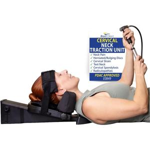 Brace Direct Cervical Traction Device - Spinal Decompression & Neck Pain Relief, Herniated Disc & Spondylosis Support with Hot Cold Therapy - E0849 (Portable - Adjustable Traction up to 40 lbs)