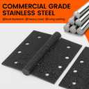 Haidms 304 Stainless Steel Matte Black 4'' Door Hinges for Exterior Doors Ball Bearing Door Hinges 4in x 4in with Square Corners, Heavy-Duty, 3PACK