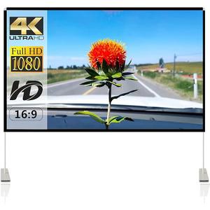 SKERELL Projector Screen with Stand 120 inch Portable Projection Screen 16:9 4K HD Rear Front Projections Movies Screen with Carry Bag for Indoor Outdoor Home Theater Backyard Cinema Travel