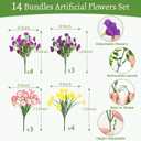 Artificial Flowers for Outdoors, 14 Bundles Fake Outdoor Flowers, UV Resistant Artificial Outdoor Plants & Flowers for Decoration, Colorful Morning Glory for Garden Porch Yard Patio, Mixed Color B