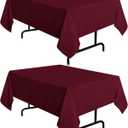 sancua 2 Pack Burgundy Tablecloth 54 x 54 Inch, Stain and Wrinkle Resistant Square Table Cloth - Washable Polyester Table Cover for Dining Tables, Buffet Parties and Camping