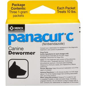 Panacur C Canine Dewormer (Fenbendazole), 1 Gram, Yellow, 3 Count (Pack of 1)