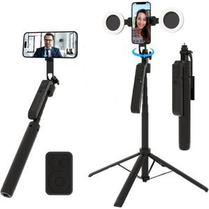 Auto Face Tracking Selfie Stick Tripod with Fill Light, 360 Rotation & Gesture Control, 70.9" Selfie Stick Tripod for iPhone with Remote for for TikTok/Vlog/Live Stream/Video Recording