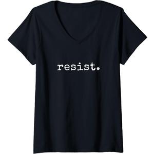 Womens Resist | political protest V-Neck T-Shirt
