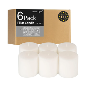 Pillar Candles - 2.7x3 inch | 30 Hours Burning, 6 Count - White Unscented Smokeless European Pillar Candles - Perfect for Wedding, Parties, Spas, Home Gatherings and Dinner