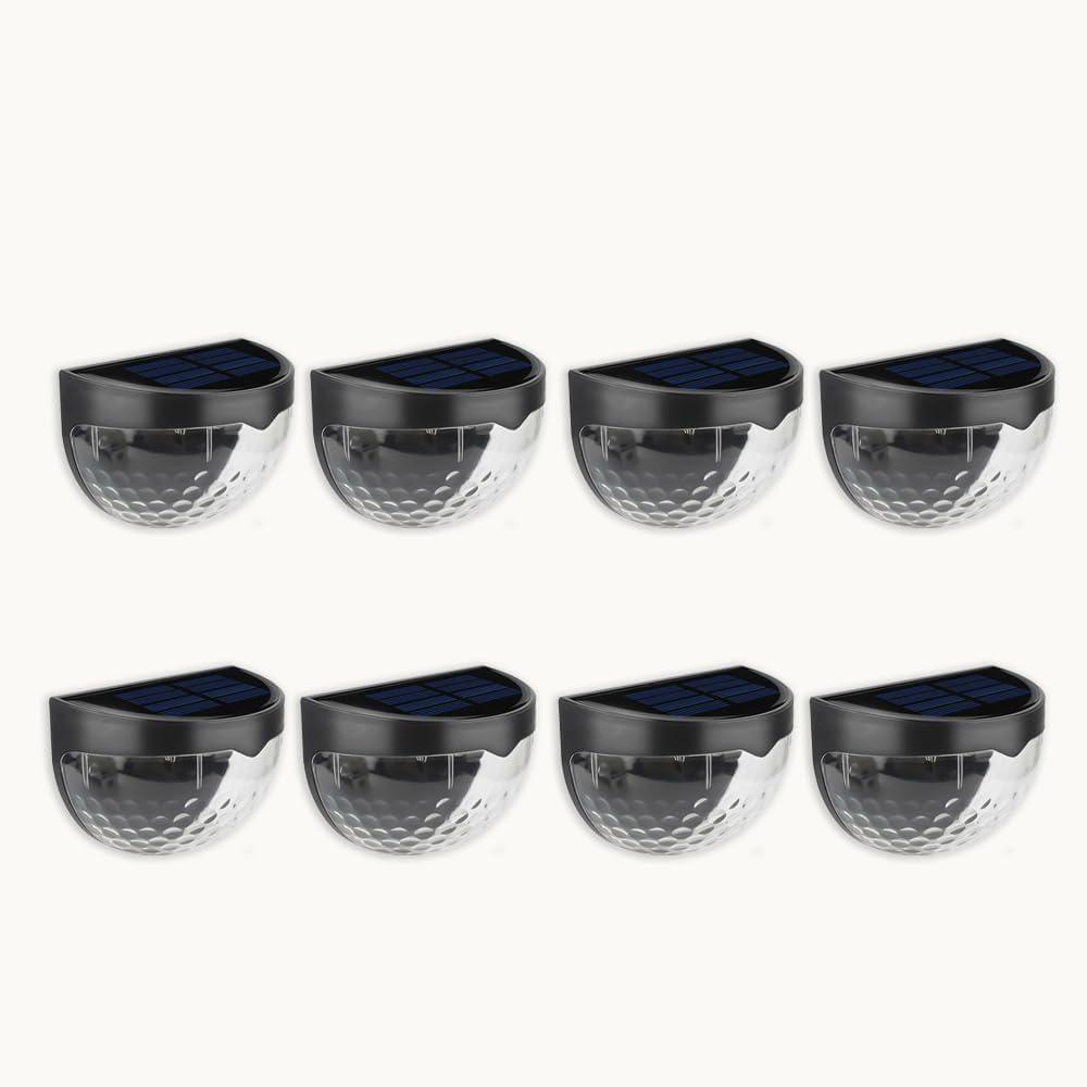 Outdoor Solar Step Lights for Stairs, Solar Fence Lights Waterproof LED Lighting, Yard Patio Pathway Pool Courtyard (Cool White Black, 8 Pack)