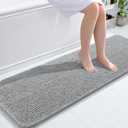OLANLY Bathroom Rugs 59x20, Extra Soft Absorbent Chenille Bath Rugs, Rubber Backing Quick Dry, Machine Washable Bath Mats for Bathroom Floor, Tub and Shower, Home Decor Accessories, Light Grey