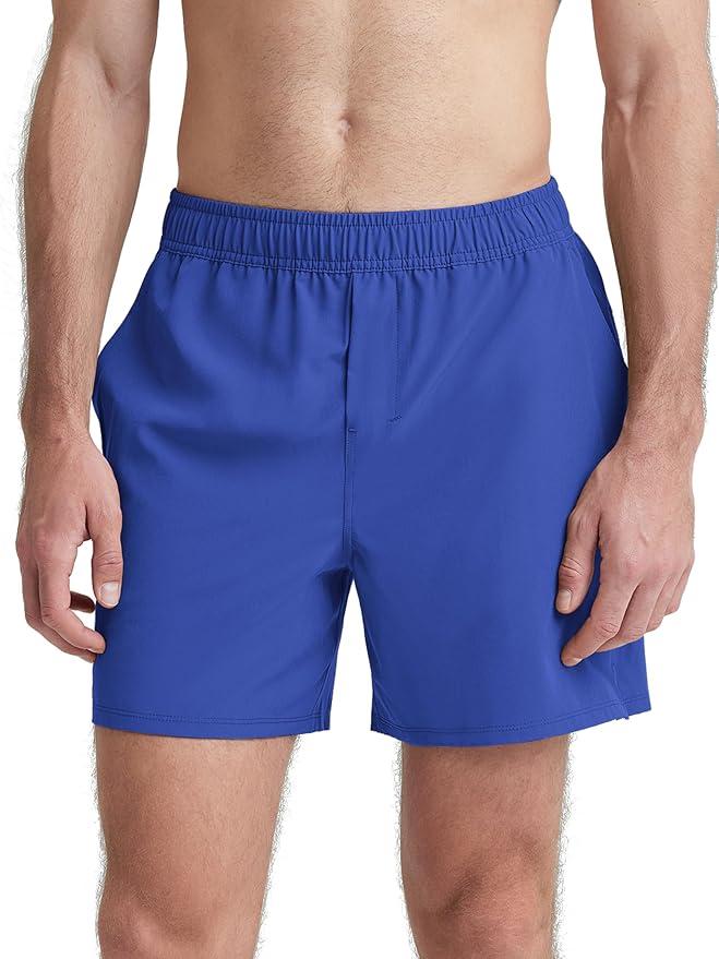 ODODOS Men's Athletic Shorts with Pockets 5" Quick Dry Lightweight Workout Gym Running Shorts, Royal Blue, Large