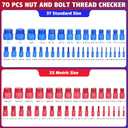 70 Pcs Thread Checker Nut and Bolt Thread Checker Set with 37 Inch and 33 Metric Box Set Thread Gauge SAE and Metric Sizes Perfect for Tight Spaces Ideal for Bolt and Nut Size Checking