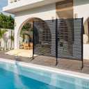 FOLLOOK Privacy Screen Freestanding Outdoor, 48" W x 71" H Poly-Coating Rustproof Metal Decorative Privacy Screen Fence Panels for Outside Backyard Garden Patio, Black