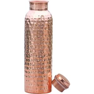 Copper Water Bottle (34oz/1000ml) 100% Pure Handmade Hammered Ayurvedic Pure Copper Vessel for Drinking Heavy Duty & Leak-proof