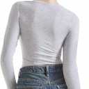 SUUKSESS Women Crew Neck Fitted T Shirts Cotton Jersey Basic Long Sleeve Tops (Gray)