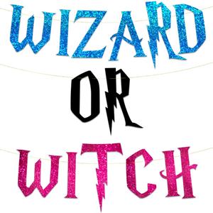 Pre-Strung Wizard Or Witch Gender Reveal Banner - Baby Shower Decorations and Supplies - Gender Reveal Party Favors and Gifts
