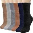 6 Pairs Womens Fuzzy Socks Winter Warm Soft Cozy Fluffy Microfiber House Sleeping Slipper Socks Christmas Gifts (Multicolor 05)