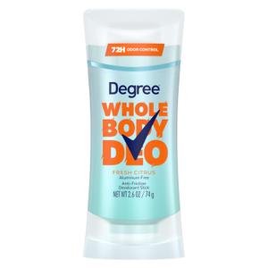 Degree Women Whole Body Deodorant Stick, Fresh Citrus Scent, Glides on Clear + Absorbs Sweat, Aluminum Free 72H Odor Protection 2.6 oz (3 Ounce (Pack of 1))