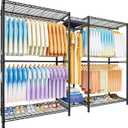 Ulif E12 Max Clothes RackHeavy Duty Freestanding Garment Rack with ShelvesMetal Clothing Closet Storage System for Hanging Clothes83" W x 16" D x 76.5" H, Hold 1060 lbsBlack