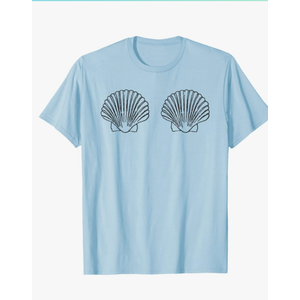 Shell Boob Print Original Seashell Beach Line-art Shell Boob T-Shirt XL