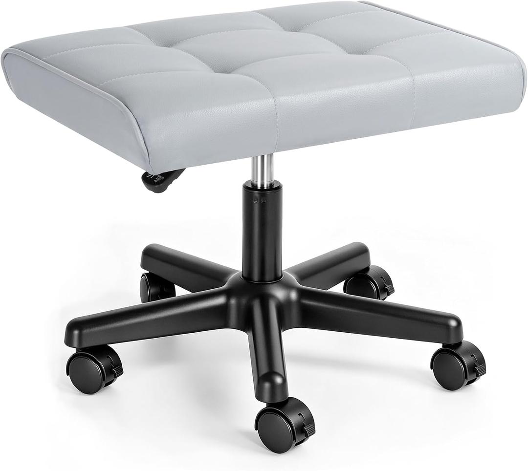 Footrest Under Desk Leg Rest Ottoman Adjustable Height Foot Stool (Grey), 19.3''L x 15''W