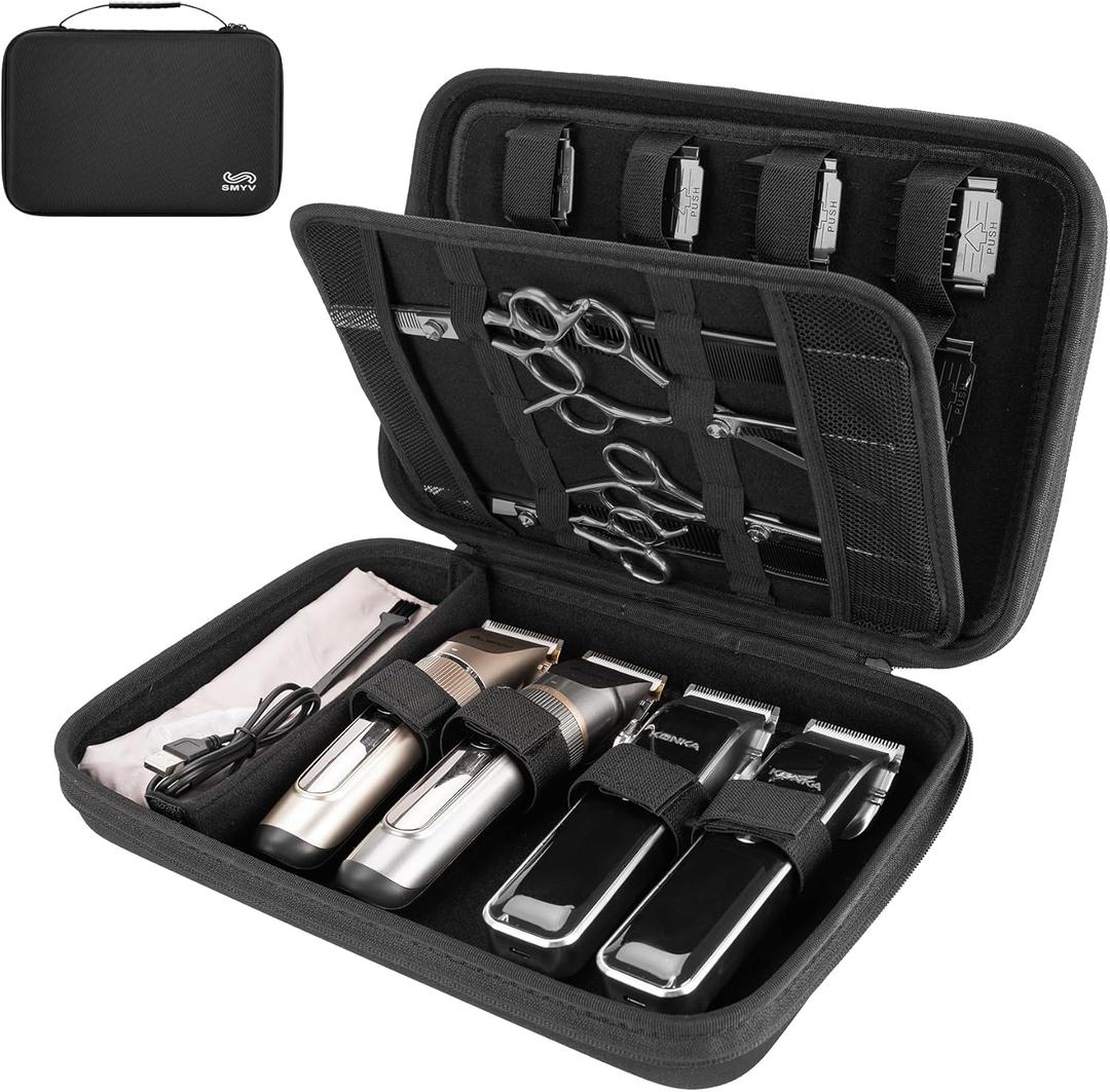 SMYV Barber Bags for Clippers and Supplies, Portable Clipper Case for Barber Accessories, Hair Trimmer Storage Organizer for Men Razor Guard Grooming Kits (Case Only)