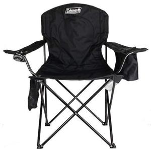 Coleman Portable Quad Camp Chair with 4-Can Cooler, Cushioned Seat & Back with Side Pockets & Cup Holder, Carry Bag Included (Black)
