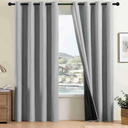 CCWADH Blackout Curtains for Bedroom 52"W X 63"L 1PC, Room Darkening Curtains/Drapes, Soundproof Thermal Grommet Window Curtains for Living Room (Gray)