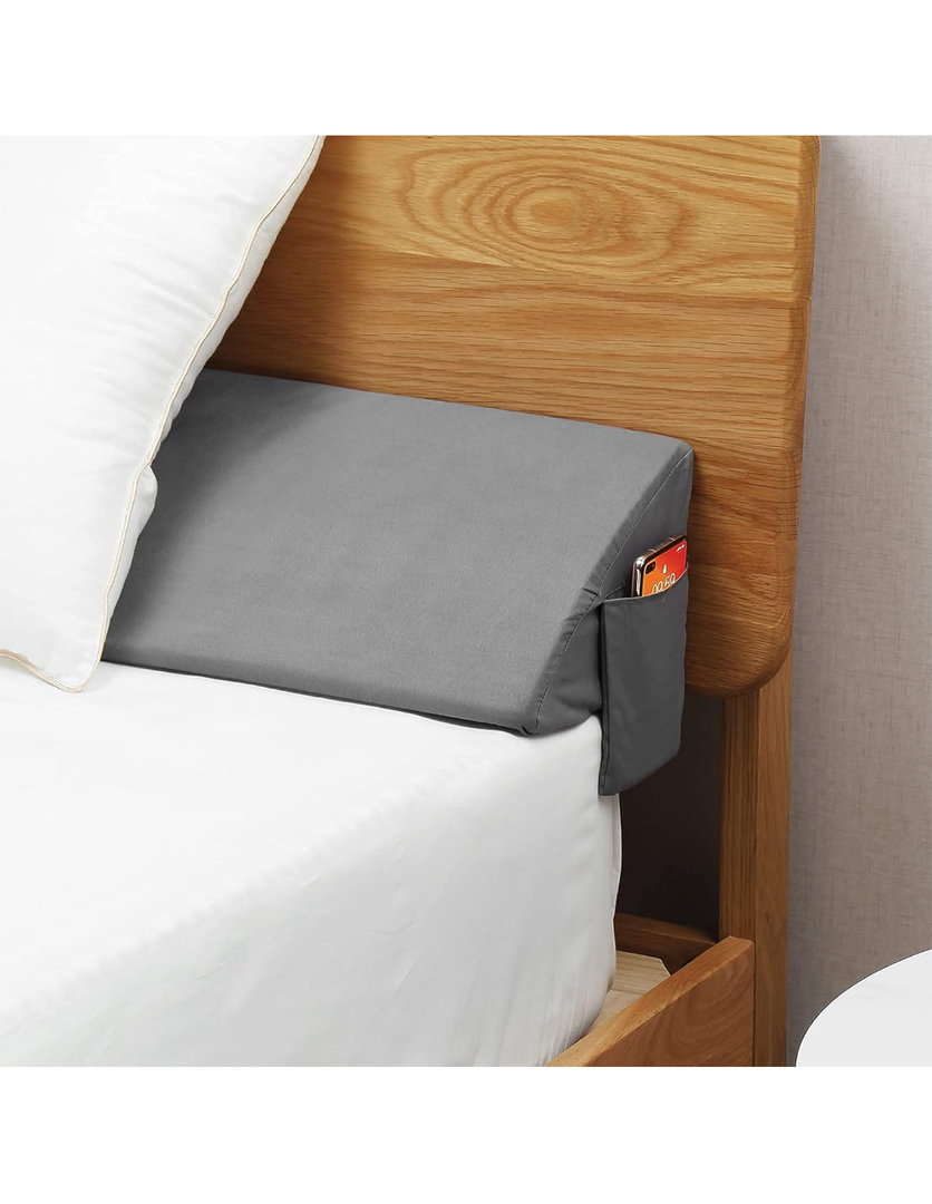 Vekkia Full Wedge Pillow Headboard/Bed Wedge Pillow for Headboard/Bed Gap Filler,Stop Loosing Your Pillows,Phone(Gray 54"x10"x6")