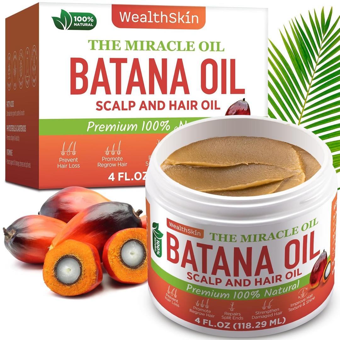 Batana Oil for Hair Growth: 100% Pure & Organic Raw Botana Oil from Honduras  Natural Hair & Scalp Care for Thicker, Stronger Hair  Best for Men & Women - 4 FL OZ