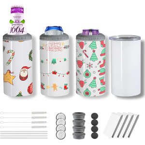 MURRICON 16 oz Sublimation Tumblers Blanks Straight,4-in-1 Sublimation Skinny Can Cooler,Stainless Steel Insulated Sublimation Tumblers,with Lid and Straw,1 Pack