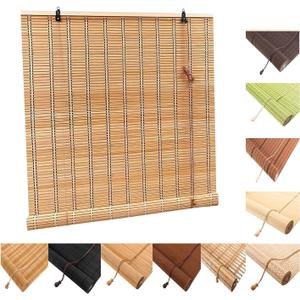 Bamboo Blinds for Interior Windows Outdoor Patio, Bamboo Roller Shades Custom Sizes Roll Up Blinds Anti-UV, Porch Patio Privacy Blinds Screen with Lifting Devices, Easy Installation