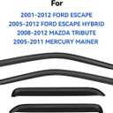 Window Visors Rain Guards Shield for 2001-2012 Ford Escape, Out-Channel Window Vent Wind Deflectors Visors Shades for 2005-2012 Ford Escape Hybrid, 2008-2012 Mazda Tribute, 2005-2011 Mercury Mainer