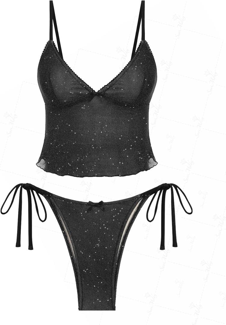 seamoly Colorblock Stripes Tie Side Tankini Set (XS)