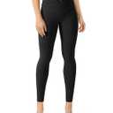 ODODOS Women's Cross Waist Yoga Leggings with Inner Pocket, 23"/25"/28" Gathered Crossover Workout Yoga Pants (Black) 
X-Small