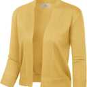 GRACE KARIN Women Cardigan Sweaters Lightweight Knit Cropped Cardigans Trendy 3/4 Sleeve Shrug Bolero (Medium)