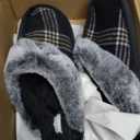 Besroad Mens Slippers Memory Foam House Slippers Warm Fuzzy Bedroom Slide House Shoes Indoor Outdoor Scuff size XL