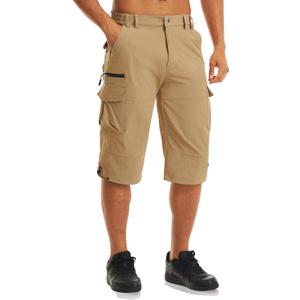 MAGCOMSEN Men's Workout Shorts 7 Pockets Quick Dry 3/4 Capri Pants Zipper Pockets Hiking Athletic Shorts (XL)