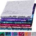 8 pcs A4 Size One-Side Reversible Glitter Sequin Fabric, Colourful Sensory Items Stimulation Craft for Kids, Hobby Craft Fabric Sheets (A4 Size Silver)