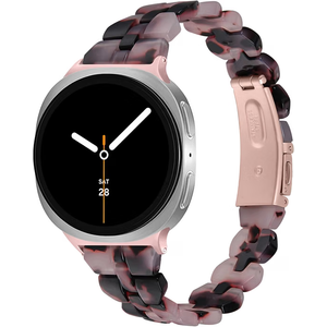 Slim Bands for Samsung Galaxy Watch 9/8 40mm/44mm/8 Classic 46mm Resin Strap,Fashion Lightweight Wristband for Women Men, Color: Tortoise Flower
