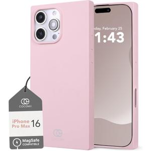 Cocomii - Rectangle Case Compatible with iPhone 16 Pro Max - Compatible with MagSafe, Soft Touch Silicone, Microfiber Lining, Magnetic Phone Case for iPhone 16 Pro Max 6.9 inch, Chalk Pink