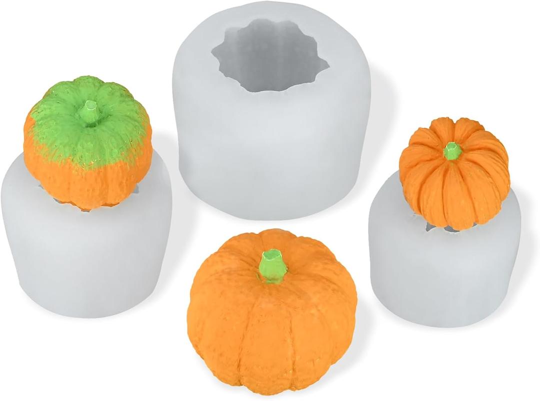 Sakolla 3D Pumpkin Candle Molds, 3 Pack Pumpkin Silicone Mold for DIY Epoxy Resin, Handmade Soap, Candle, Cake Baking