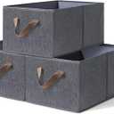 Large Fabric Storage Basket,3 Pack Collapsible Closet Organizers and Storage,Storage Bins for Clothes,Toys,Shelves,18"11"8",Dark Grey