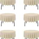 BRILLMAX 6 Pack Beige Round Tablecloths 70 Inch for 30-48 Tables - 150 GSM Polyester Fabric, Standard Drop, Water, Stain & Wrinkle Resistant Cloth Cover for Wedding Reception Banquet Dining Party